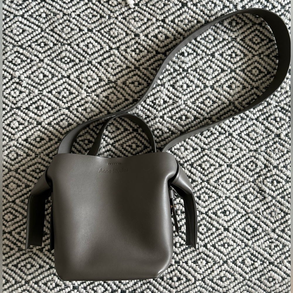 Acne Misubi Mini Gray Calfskin Leather Bag